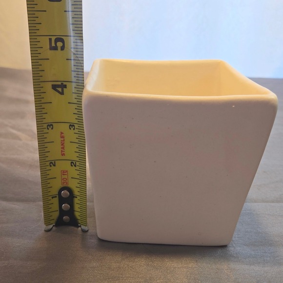 Haeger 3716 USA Ceramic Square Planter Pot Cream White - Picture 5 of 6